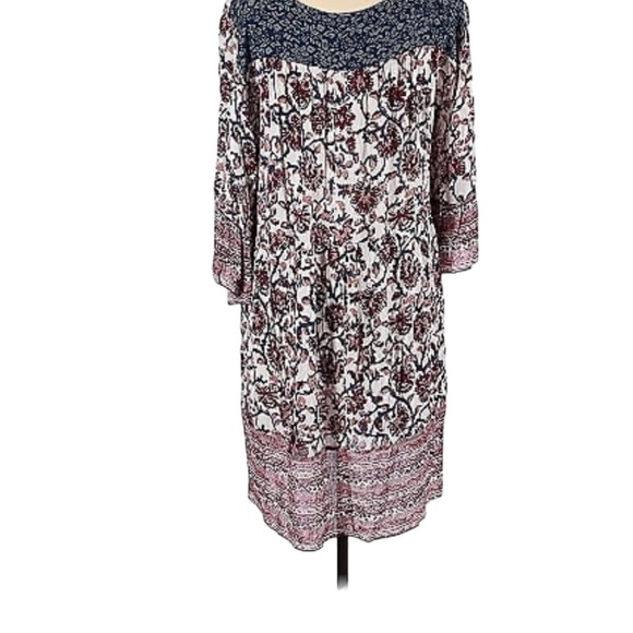 New Style & Co. Boho MIDI Length Dress Navy & Burgandy Plus Size 1X NWOT - Picture 5 of 14